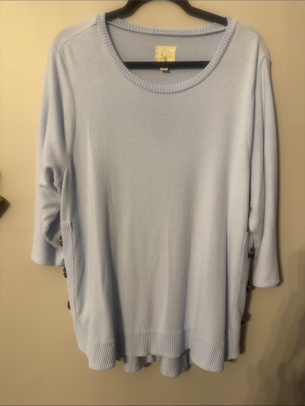 Light Blue Women's Button-Side Sweater Tunic